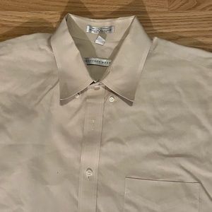 Geoffrey Beane Short Sleeve Buttondown Shirt - Size XL - 17.5 Neck - Beige